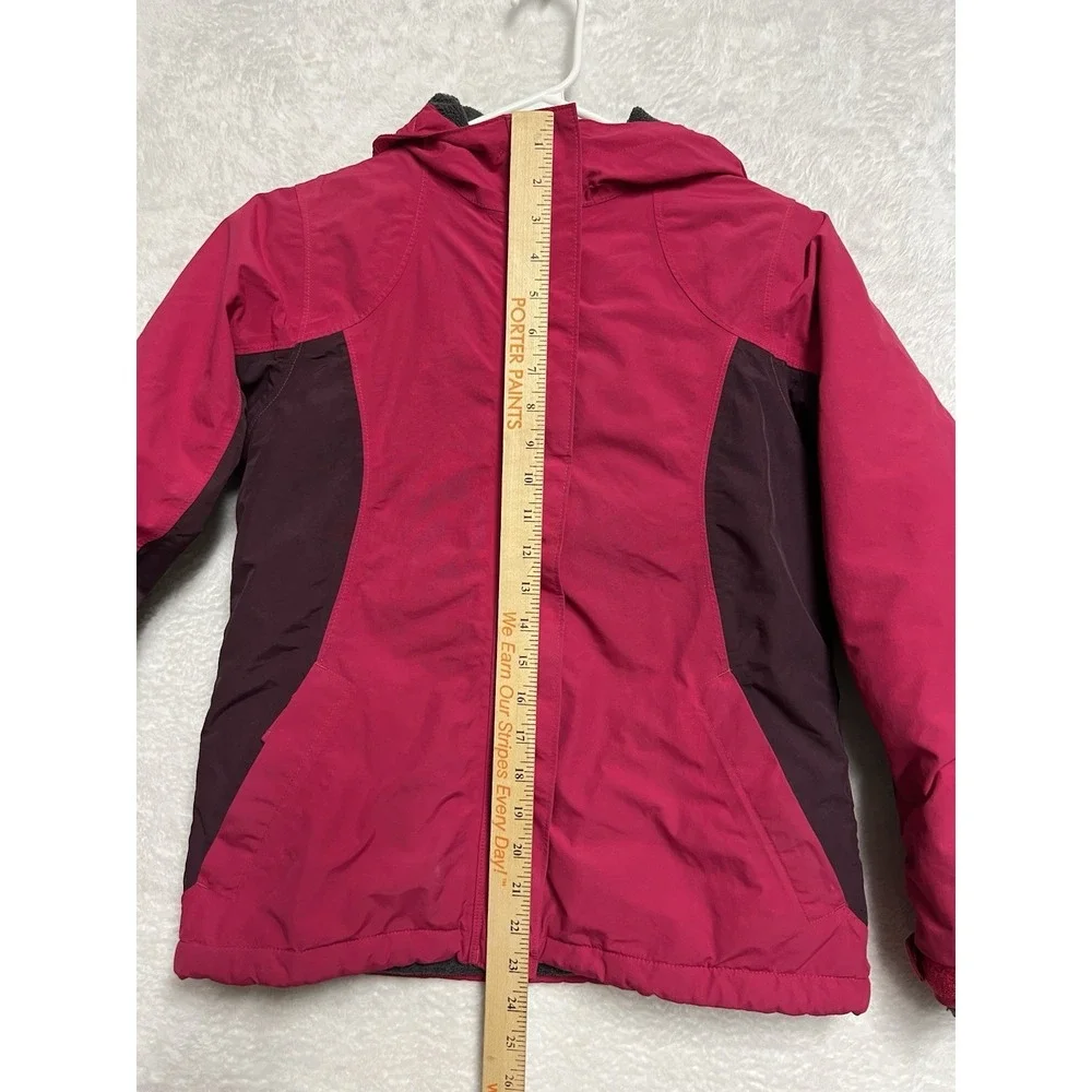 Lands' End Squall Girls M 10-12 Pink Hooded Fleece‎ Lined Winter Jacket